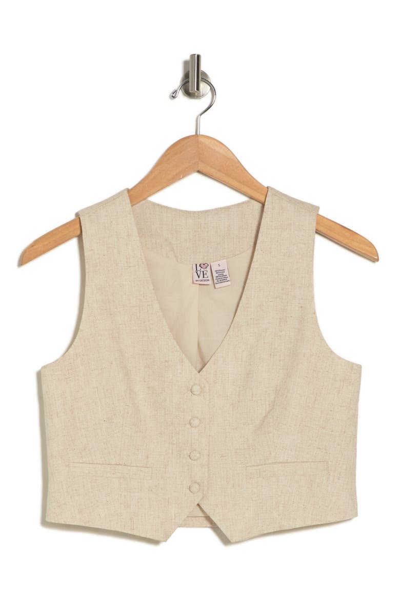 Brandi Cutaway Button-Up Vest, Alternate, color, NATURAL