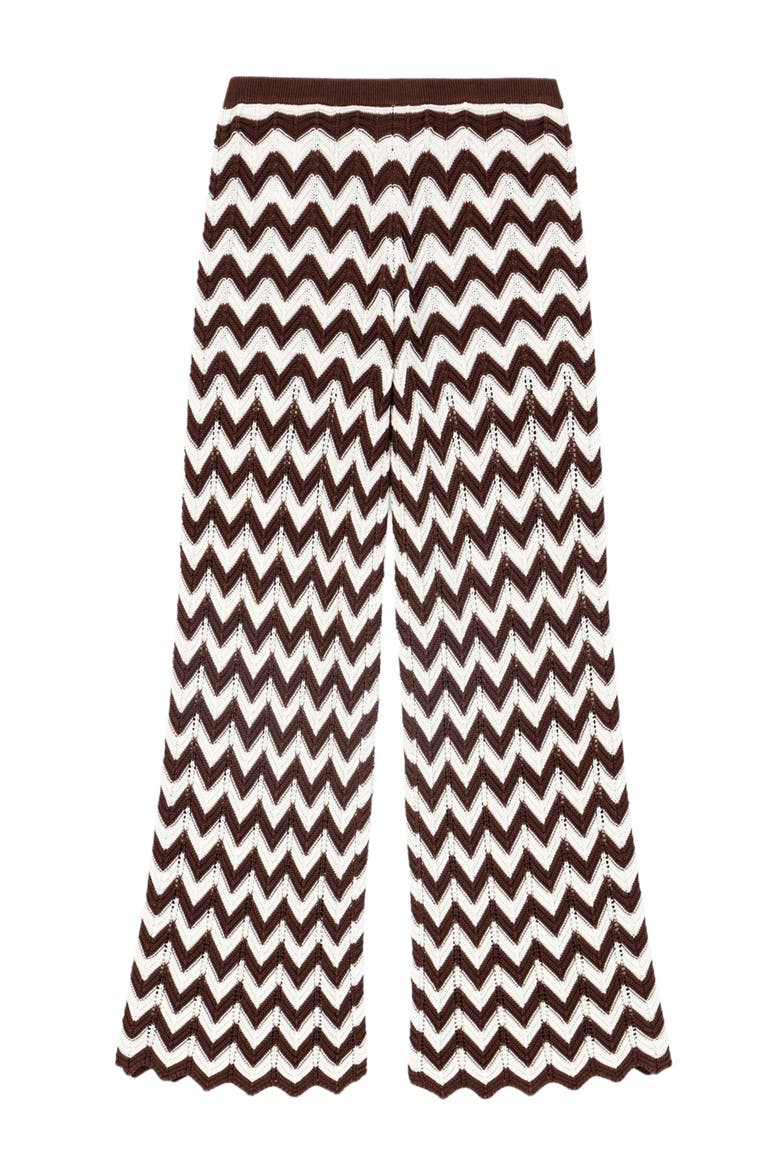 Zigzag crochet trousers, Alternate, color, Brown/white