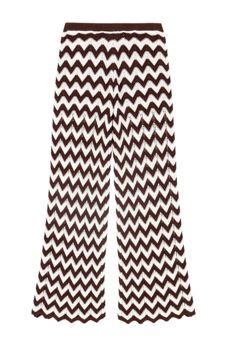 maje Zigzag crochet trousers, Alternate, color, Brown/White
