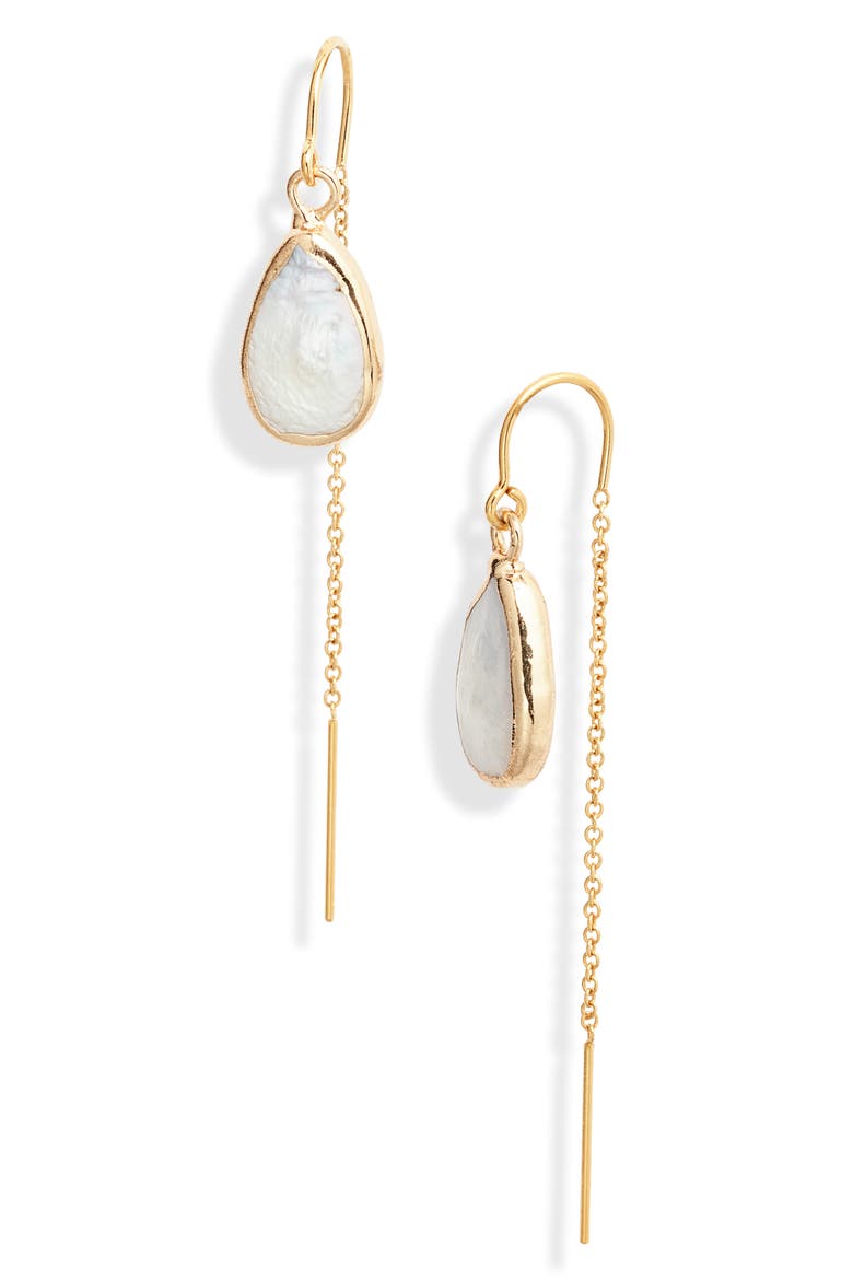 Carrie Baroque Pearl Ear Threader Earrings, Main, color, GOLD