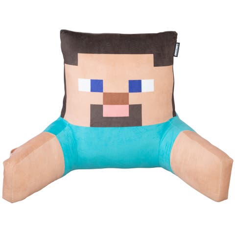 Minecraft Steve Pillow Cushion With Armrests & Phone Pocket
