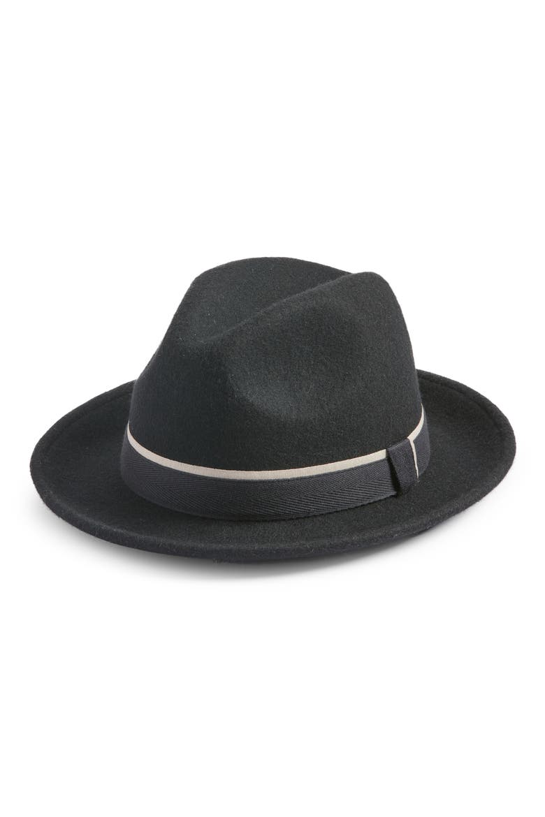Wool Felt Pork Pie Hat, Main, color, BLACK COMBO