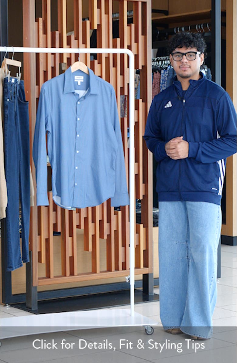 Tech Slim Fit Geo Print Performance Button-Up Shirt, sales video thumbnail