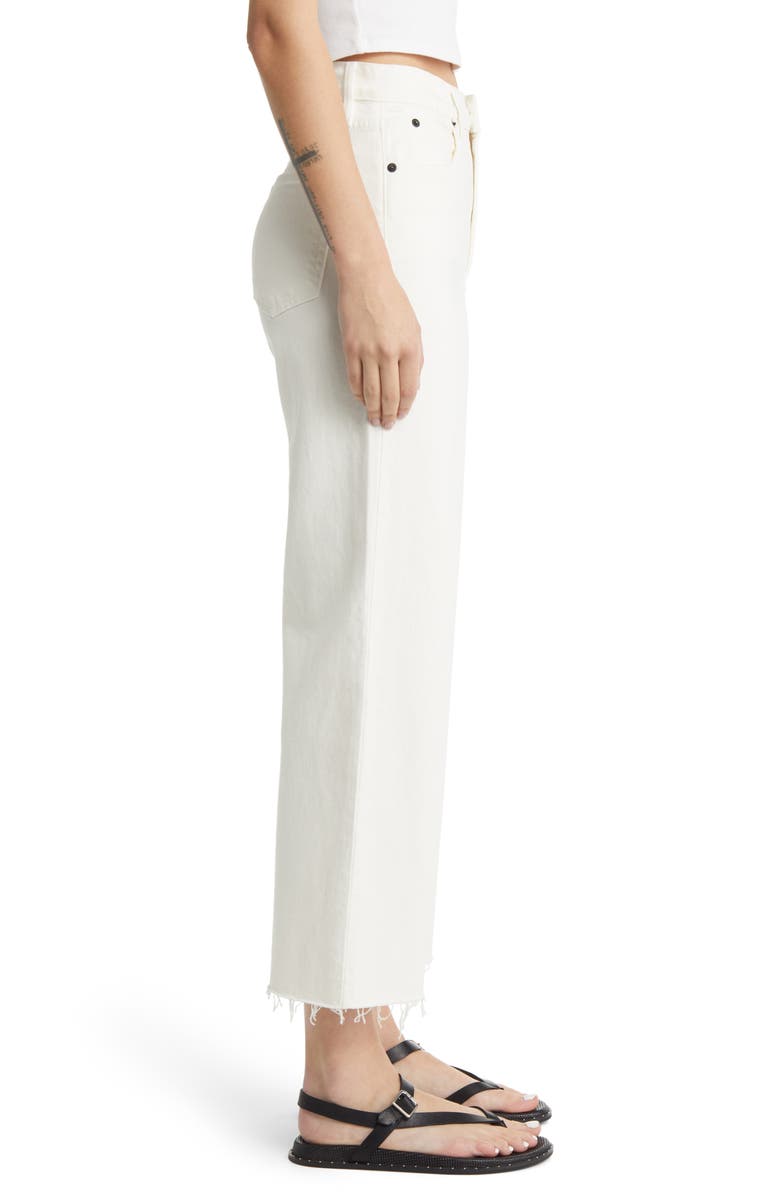 SLVRLAKE Grace High Waist Raw Hem Ankle Wide Leg Jeans, Alternate, color, White