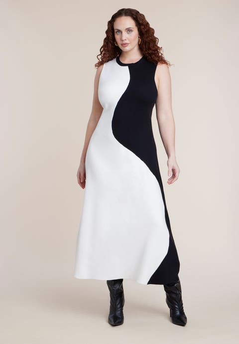 Colorblocked Intarsia Knit Maxi Dress