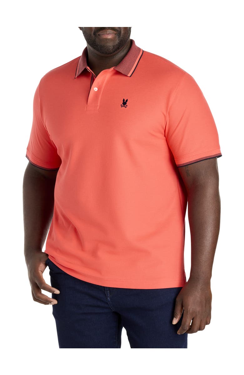 Psycho Bunny Big & Tall Evandale Piqué Polo Shirt, Main, color, Hot Coral