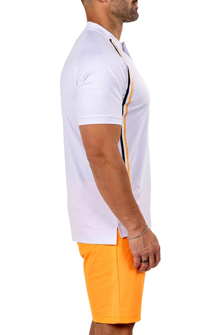 Band Collar Golf Shirt, Alternate, color, WHITE
