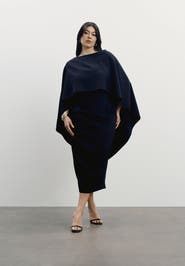 11 Honoré Structured Cape Midi Dress