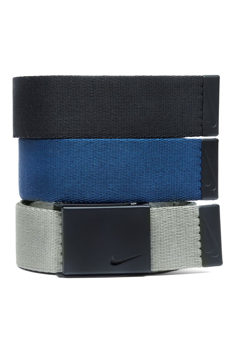 Assorted 3-Pack Webbed Belts, Main, color, BLACK/ GREY/ NAVY