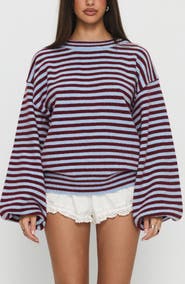 Princess Polly Stroll Striped Oversize Sweater