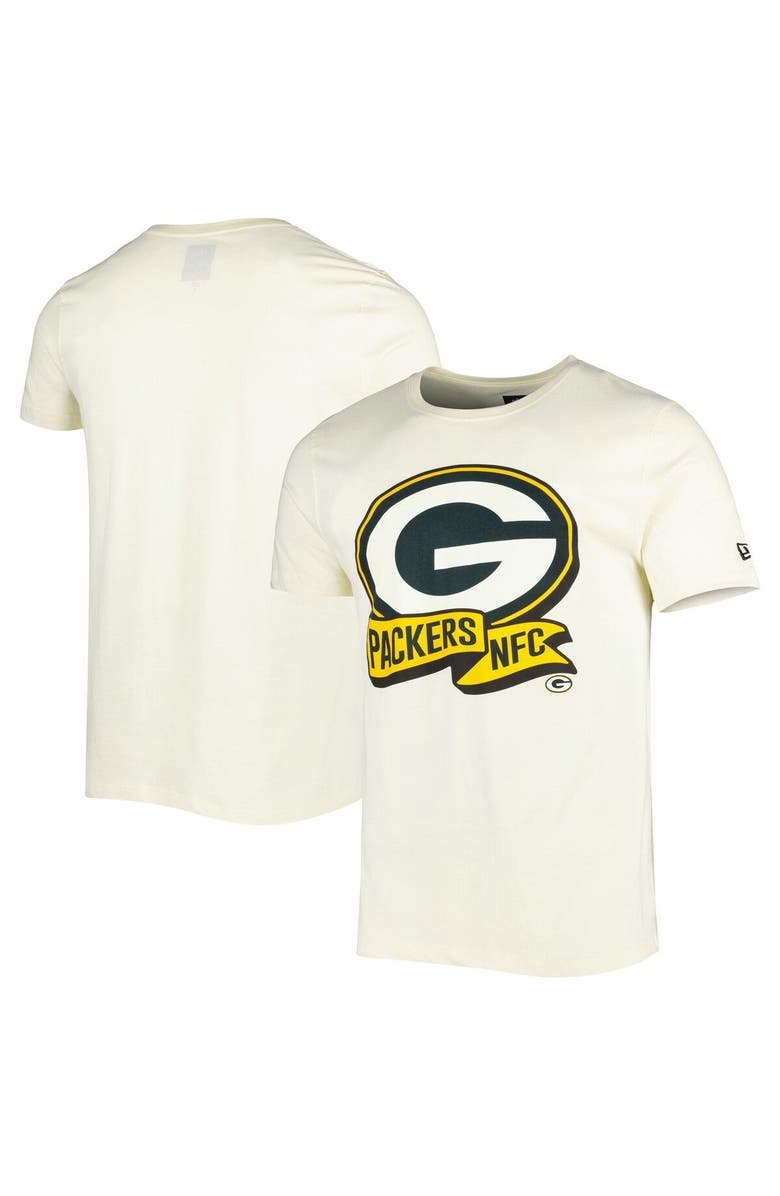 New Era Men's New Era Cream Green Bay Packers Sideline Chrome T-Shirt, Main, color, Cream
