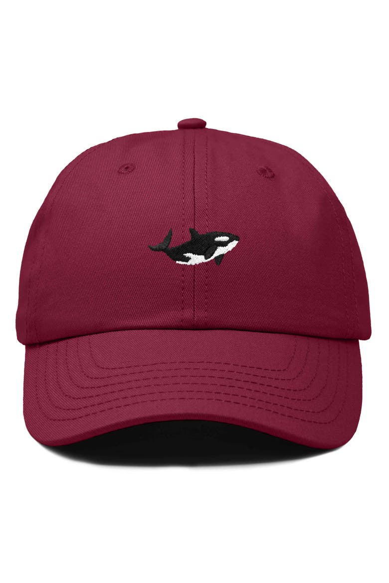 Killer Whale Embroidered Dad Hat, Main, color, Maroon