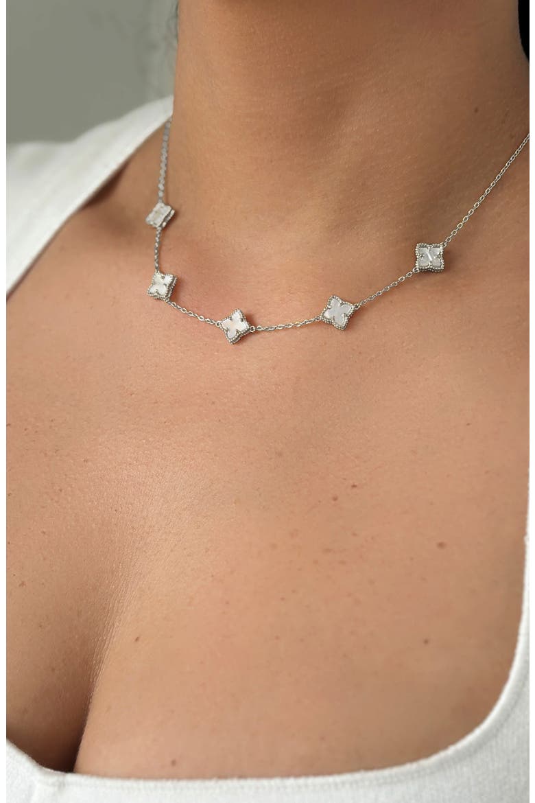 2-Piece Mixed Clover Jewelry Set, Alternate, color, SILVER