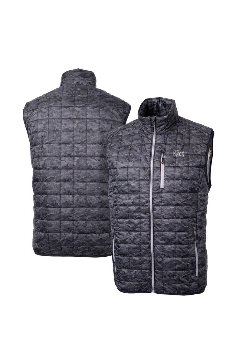 Cutter & Buck Men's Cutter & Buck  Black Ivy League Rainier PrimaLoft Eco Insulated Printed Full-Zip Puffer Vest, Main, color, 