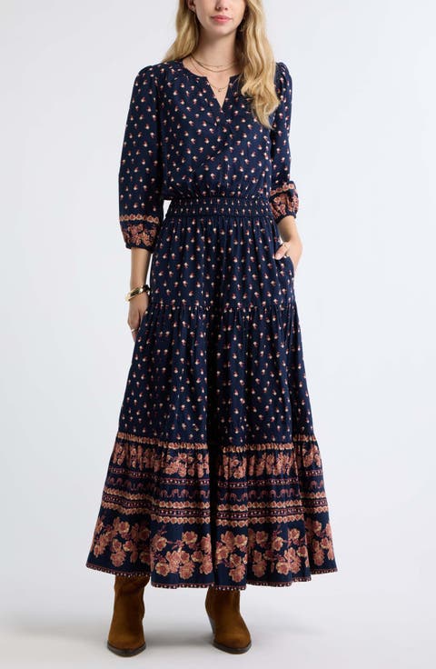 Printed Tiered Cotton Maxi Dress