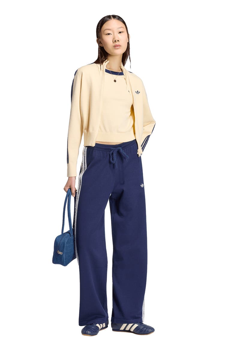 Striped Knit Track Jacket, Alternate, color, WARM VANILLA/ NIGHT INDIGO