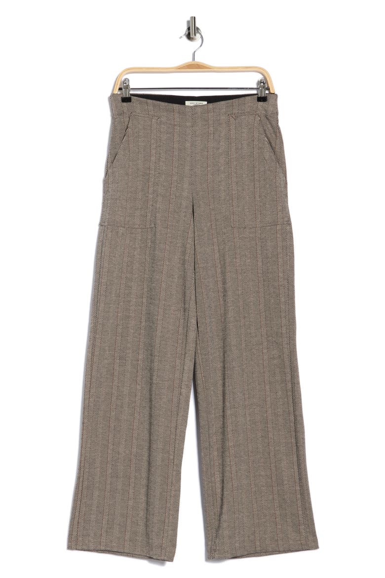 Stripe Wide Leg Ponte Pants, Alternate, color, BLACK/ CAMEL/ RUST