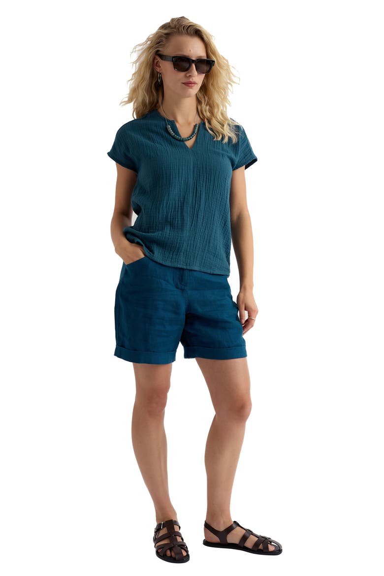 Landscape Organic Cotton Gauze Top, Alternate, color, STORM