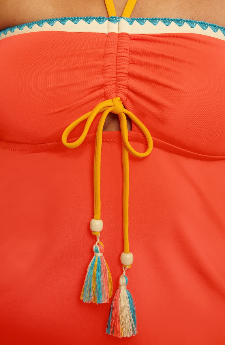 Lucky Brand Avila Bandeau Tankini Top, Alternate, color, Scarlet