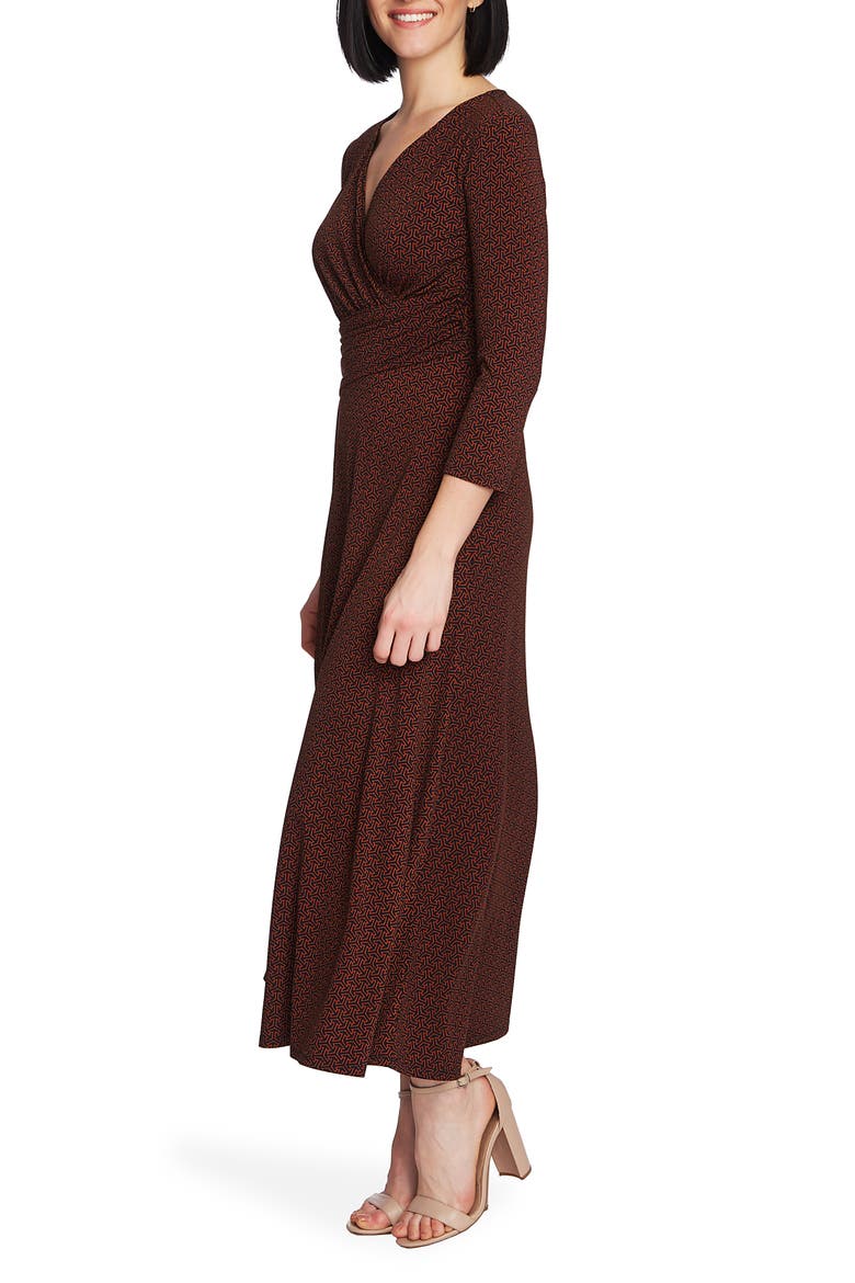 Elemental Forms Faux Wrap Midi Dress, Alternate, color, BURNT CARAMEL