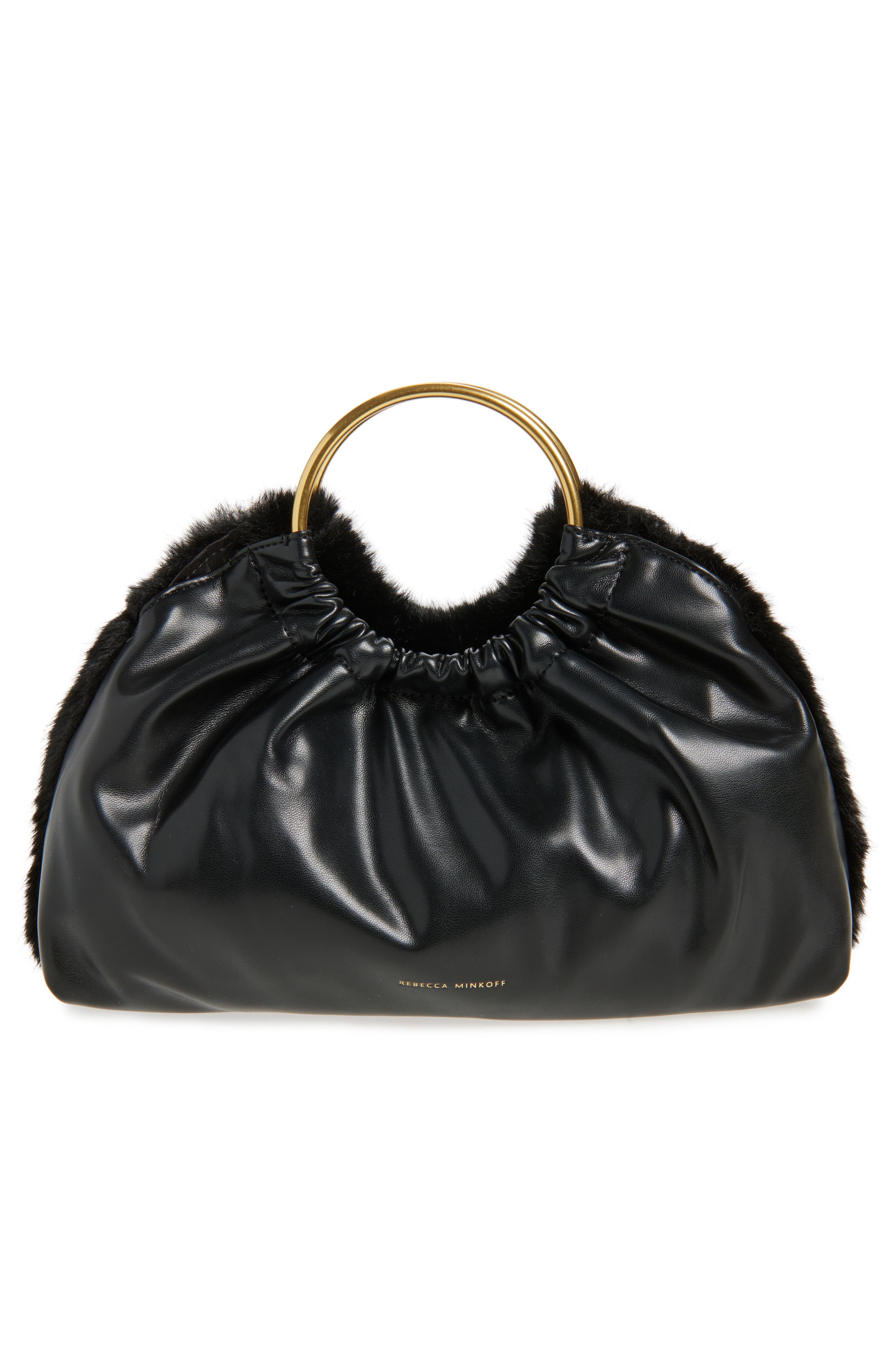 Rebecca Minkoff Mini Madeleine Top Handle Bag, Alternate, color, Black