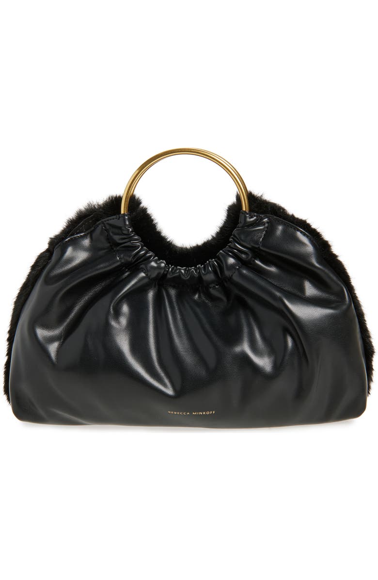 Rebecca Minkoff Mini Madeleine Top Handle Bag, Alternate, color, Black