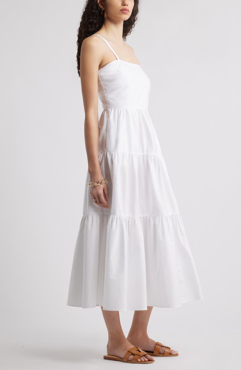 Nordstrom Cotton Poplin Tiered A-Line Dress, Alternate, color, White