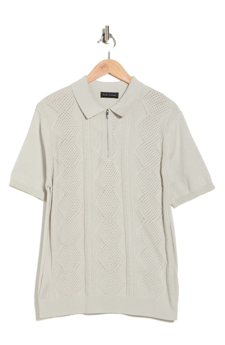 Elie Tahari Quarter Zip Polo Sweater, Alternate, color, Pistachio