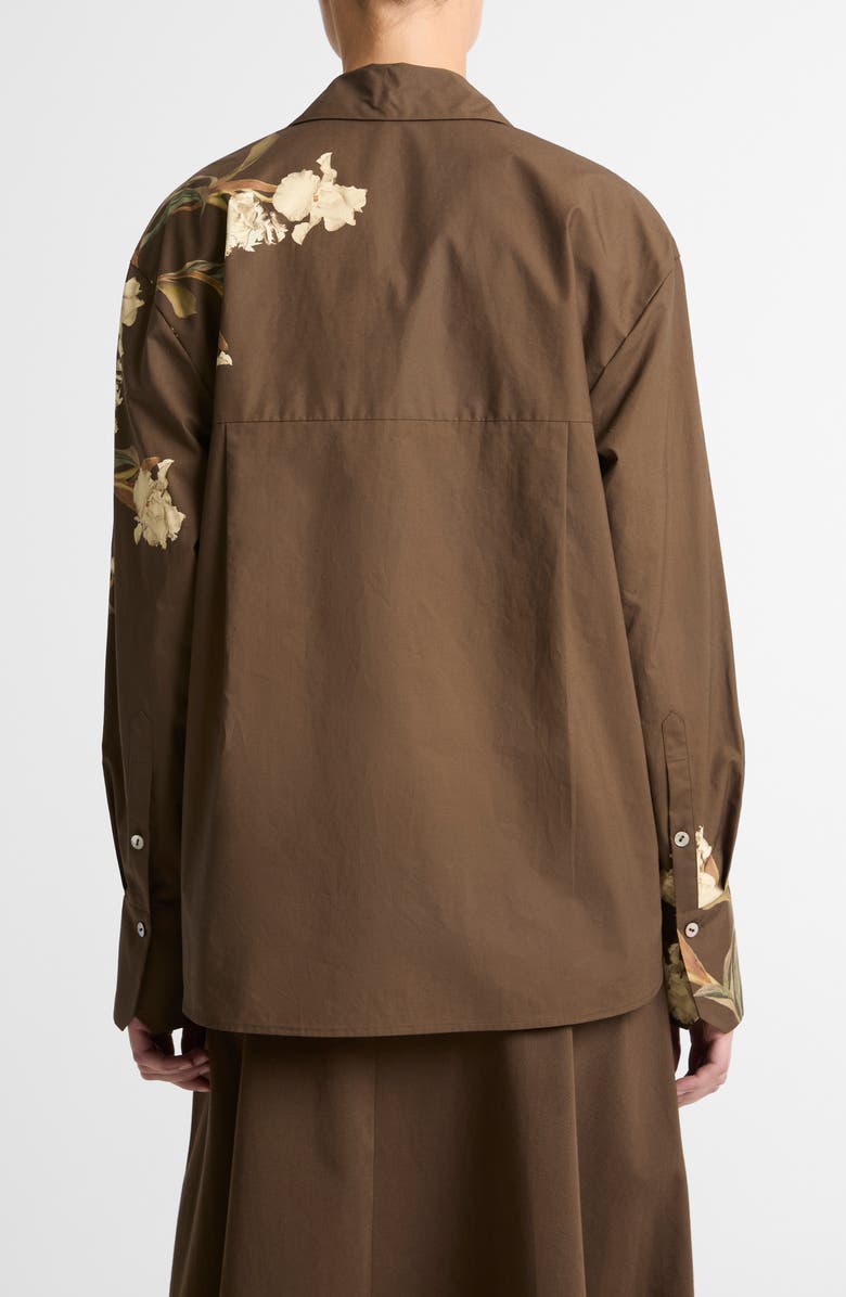 Vince Iris Print Shirt, Alternate, color, Dark Bark