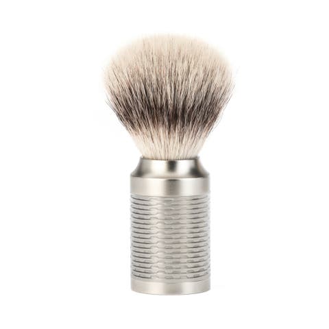 Rocca Pure Matt Stainless Steel Silvertip Fiber Shaving Brush