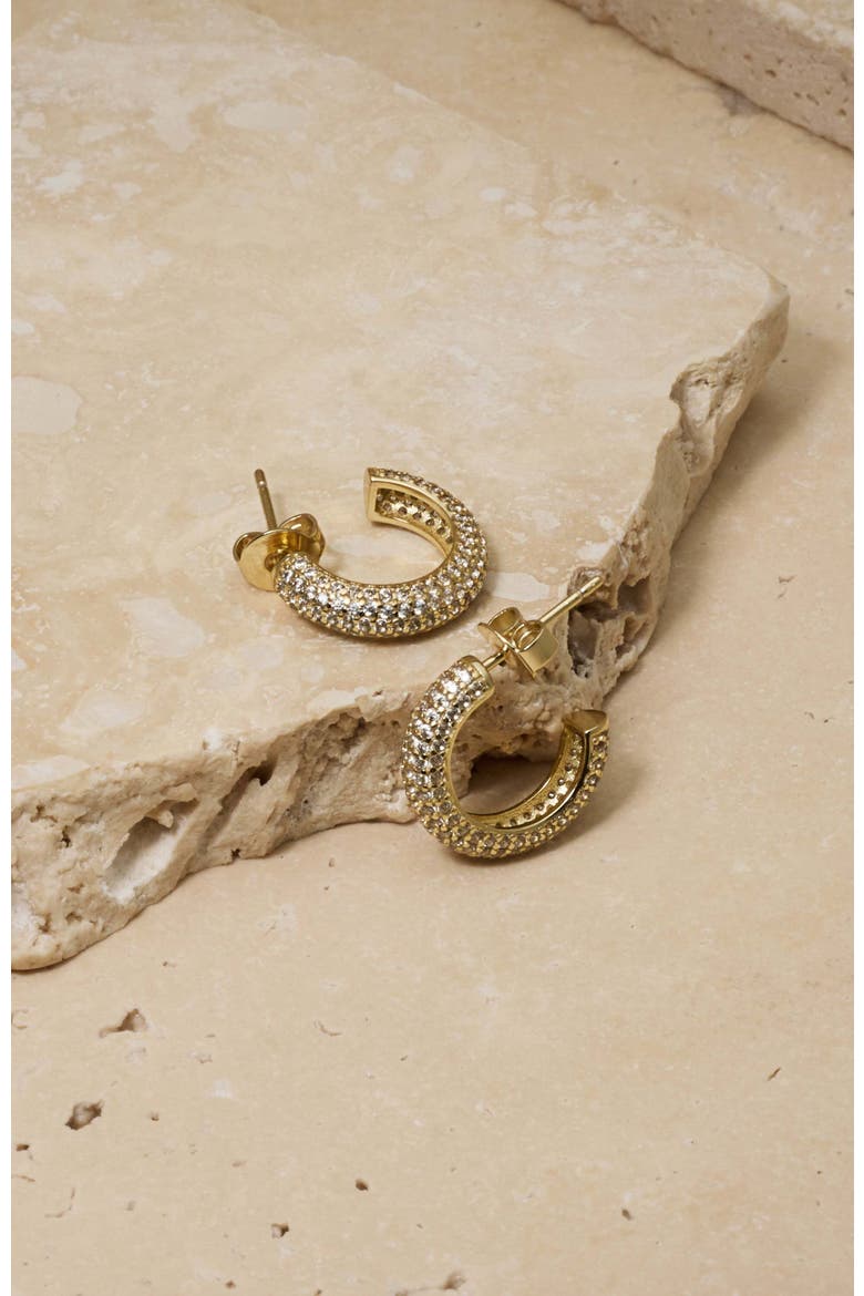 Brookes Crystal Hoops, Alternate, color, Gold