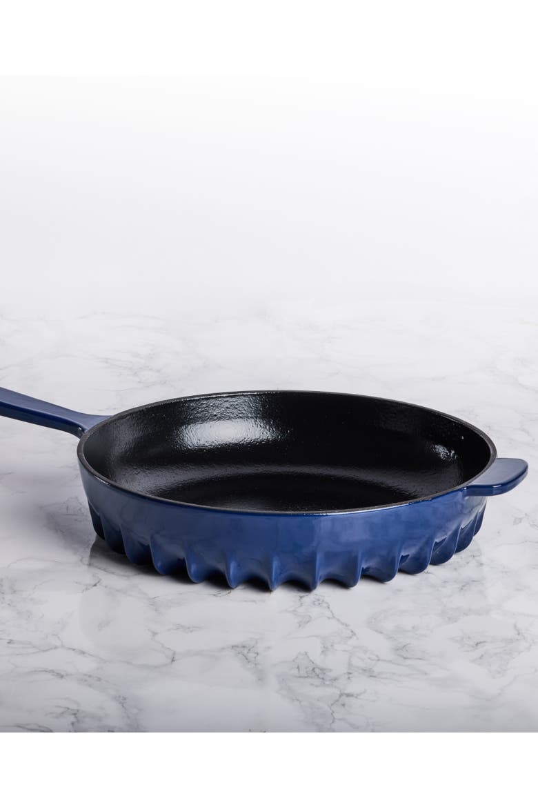 Rapid Heat Enameled Cast Iron Frying Pan - No Lid Included, Alternate, color, Oxford Blue