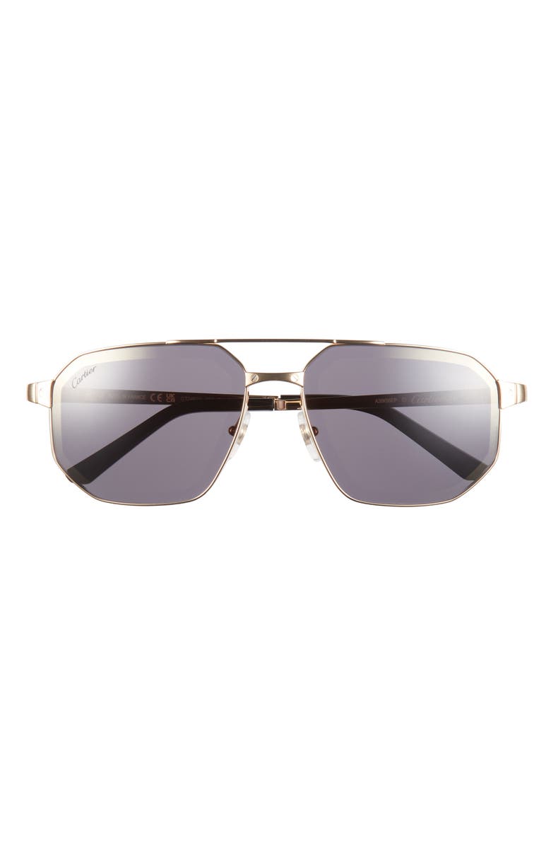 Cartier 60mm Polarized Pilot Sunglasses, Main, color, Gold2