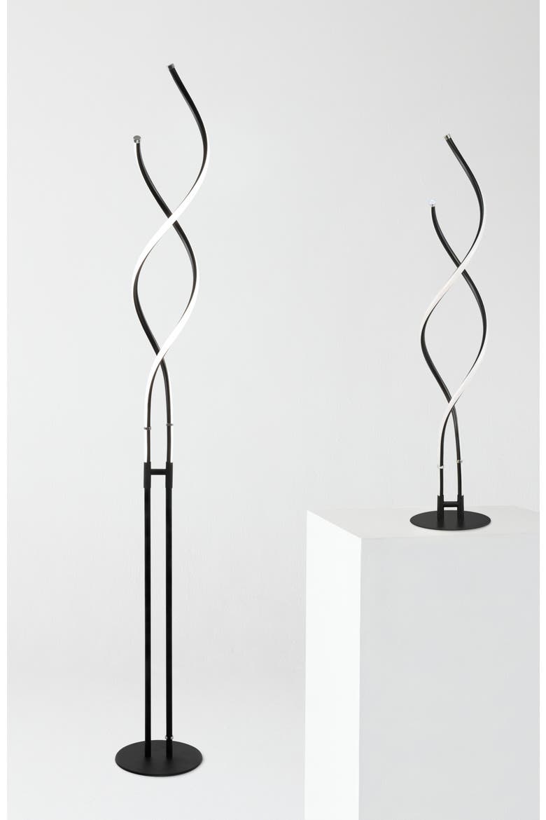 Embrace 60" LED Industrial 2-in-1 Table and Floor Lamp with Built-In Light Dimmer, Adjustable Height, Main, color, Classic Black