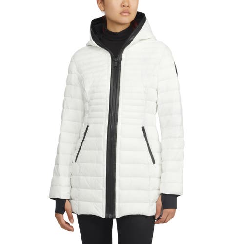 Pajar Lyvien Light Weight Packable Puffer with Zip to Top Fixed Hood in White Op 