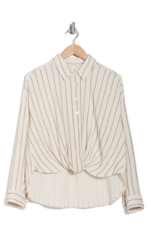 Caslon ® Stripe Twist Front Textured Button-up Top