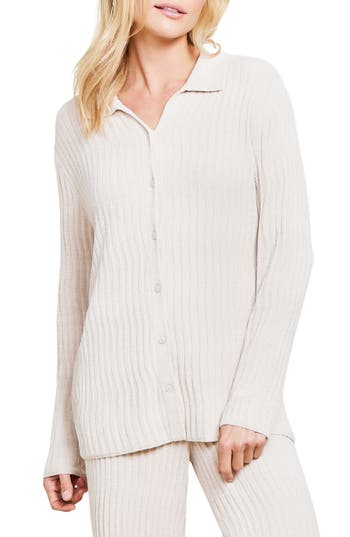 BAREFOOT DREAMS BAREFOOT DREAMS® COZYCHIC® ULTRA LITE® WAVE RIB BUTTON-UP SHIRT 