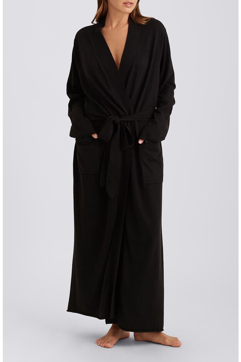 Cotton & Cashmere Robe, Alternate, color, BLACK