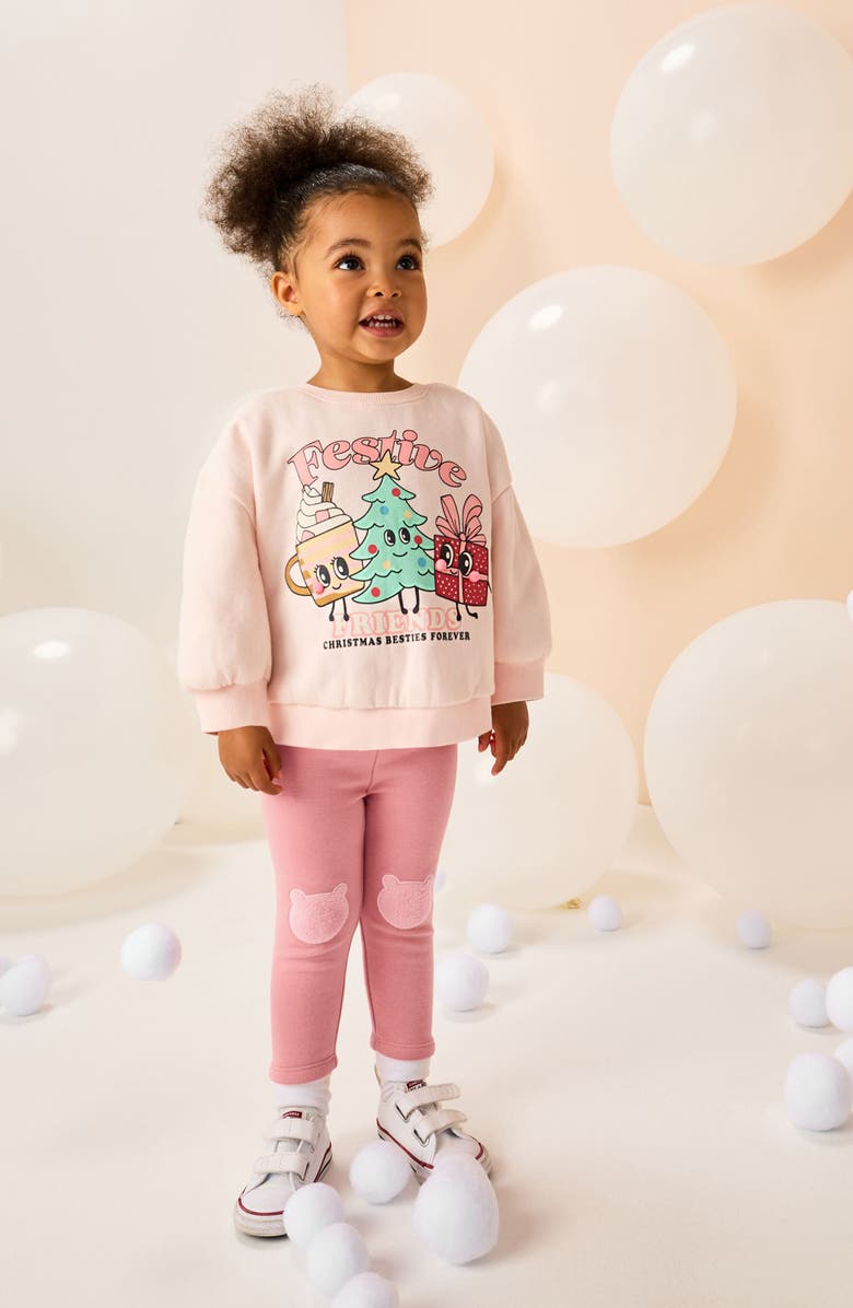 NEXT Kids' Festive Graphic Cotton Blend Sweatshirt, Alternate, color, Cream