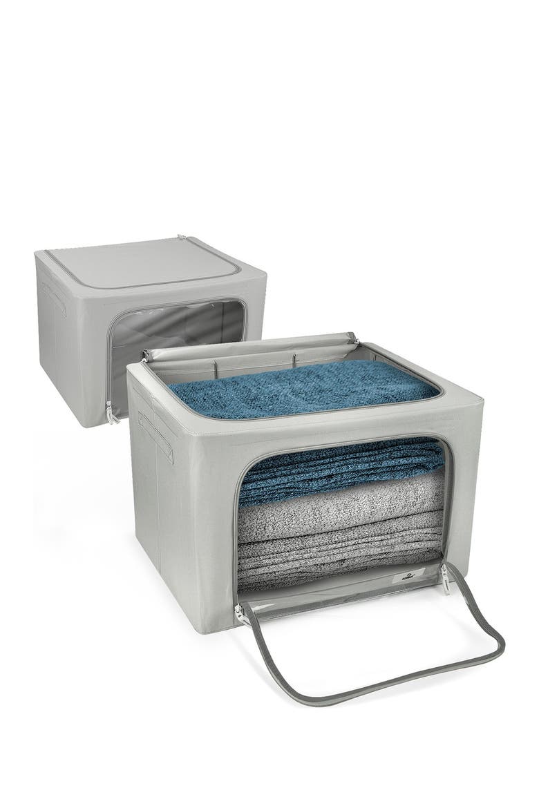 Beige Windowed Storage Box - Set of 2, Alternate, color, GRAY