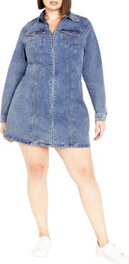 City Chic Oaklyn Long Sleeve Denim Dress