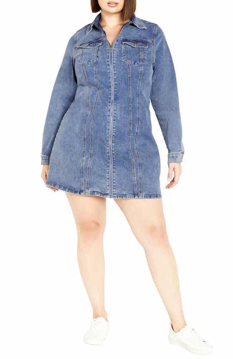 City Chic Oaklyn Long Sleeve Denim Dress