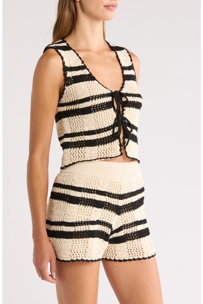 Tie Front Cover-Up Vest, Alternate, color, NATURAL BLACK STRIPE