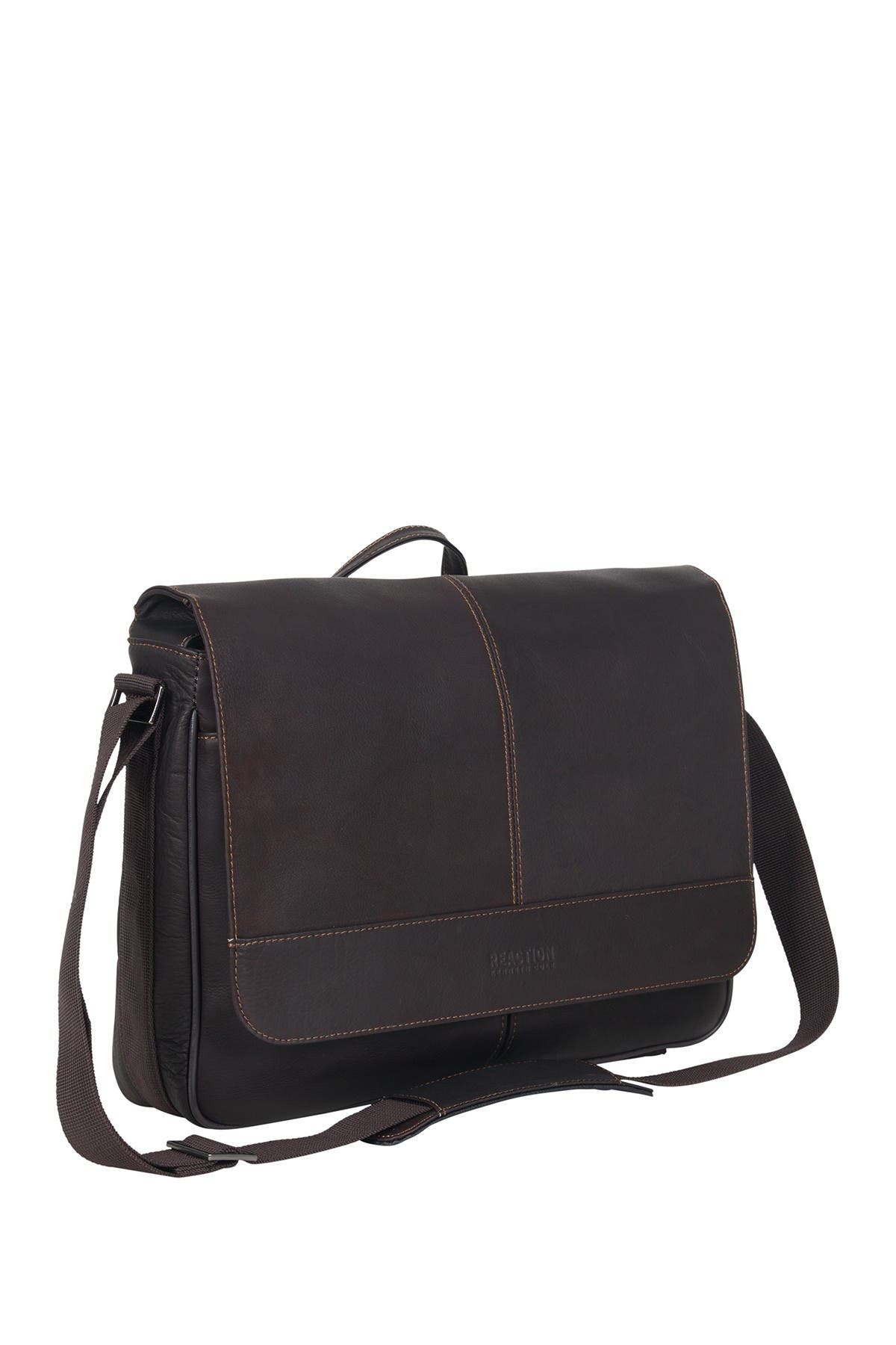 Kenneth Cole Reaction Colombian Leather Crossbody Laptop Case & Tablet Messenger Bag, Alternate, color, Brown