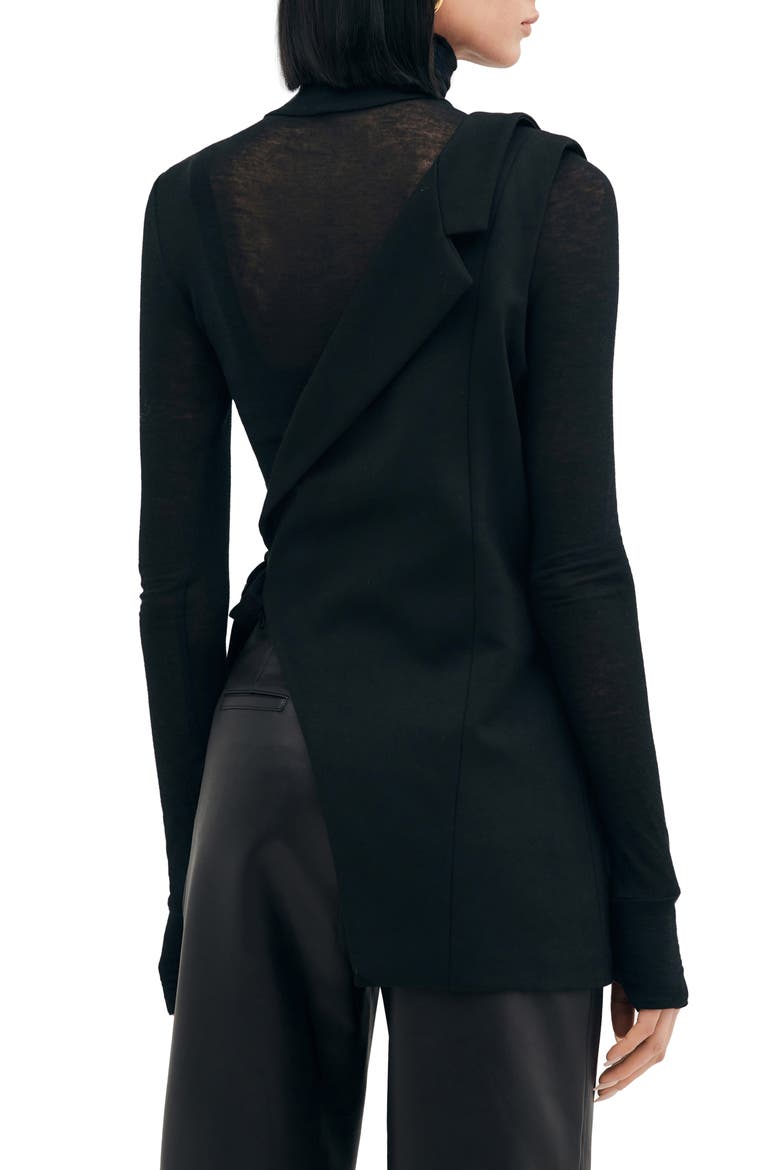 Grattan Asymmetric Sleeveless Blazer, Alternate, color, BLACK