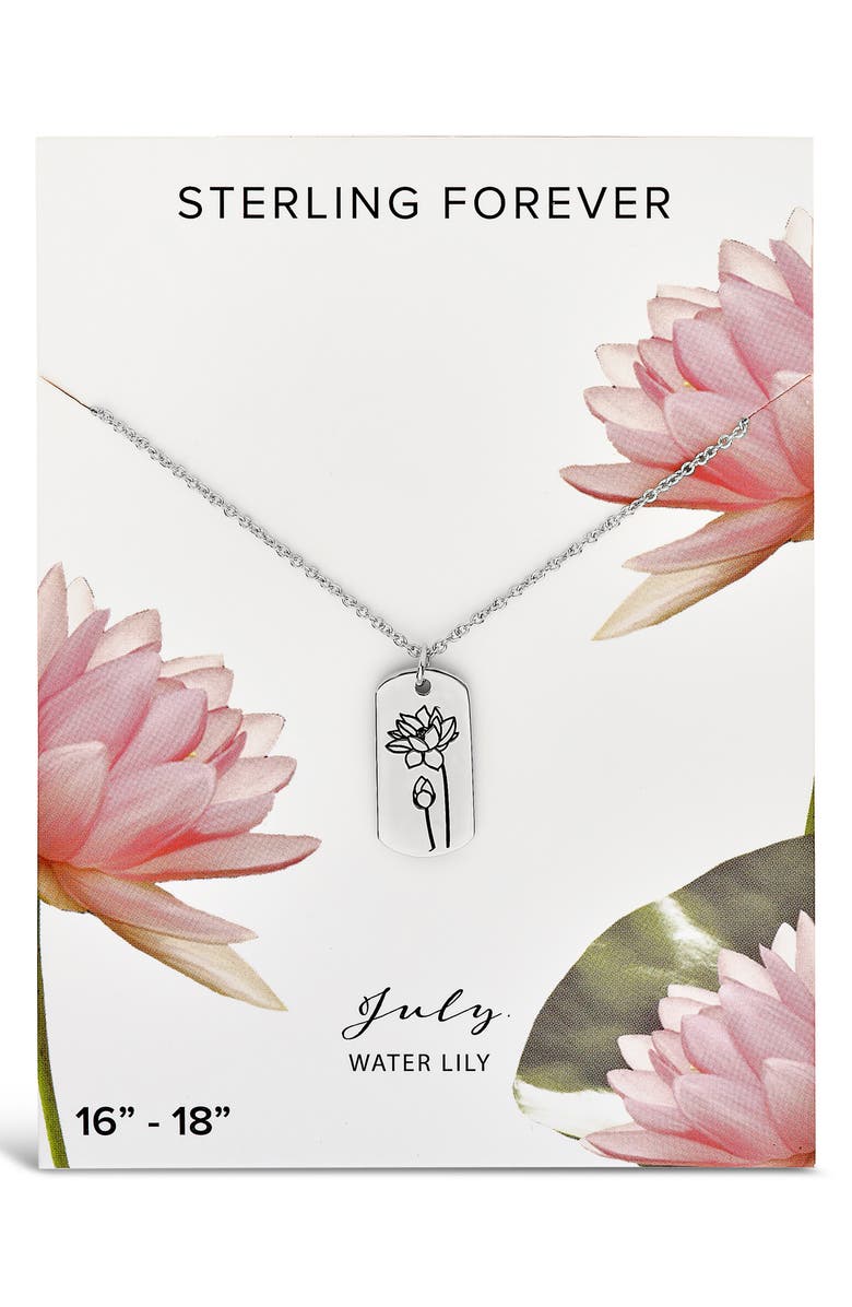 Sterling Forever Birth Flower Pendant Necklace, Alternate, color, Silver/ July