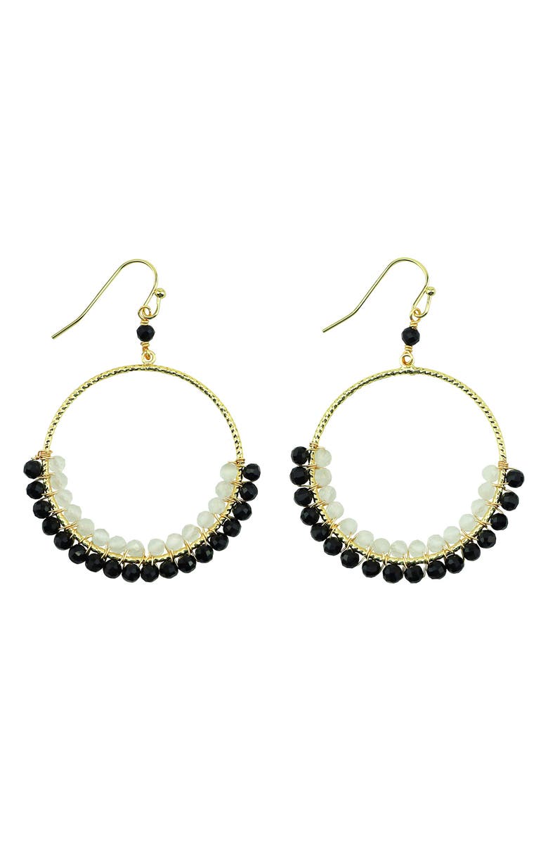 Panacea Beaded Circle Hoop Earrings, Main, color, Black