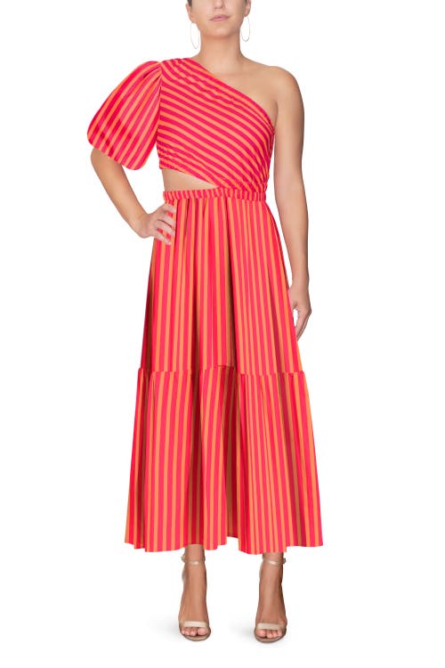 Rachel Rachel Roy Rae One-shoulder Maxi Cotton Dress In Orange
