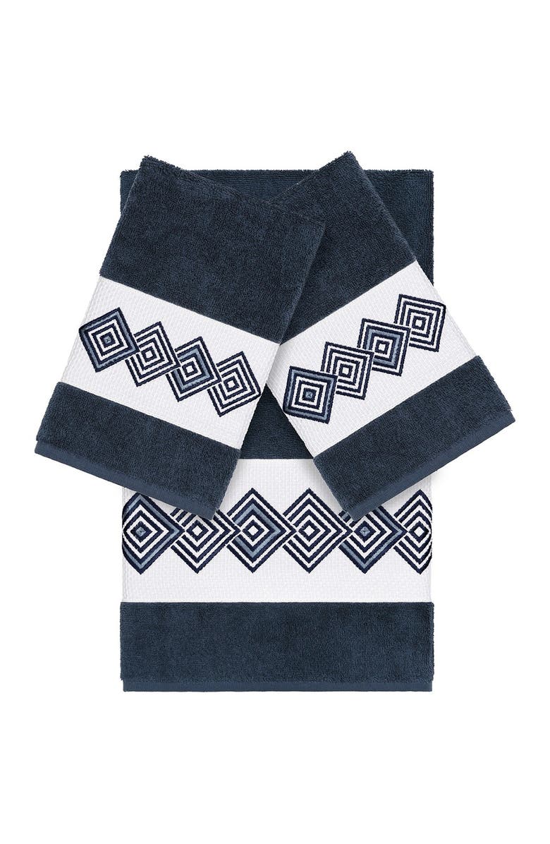 Linum Home Textiles Noah 3-Piece Embellished Towel - Midnight Blue, Main, color, Midnight Blue