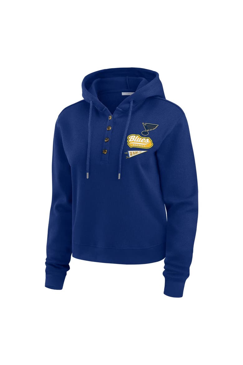 Women's WEAR by Erin Andrews  Blue St. Louis Blues Waffle-Knit Pullover Hoodie, Alternate, color, Blue